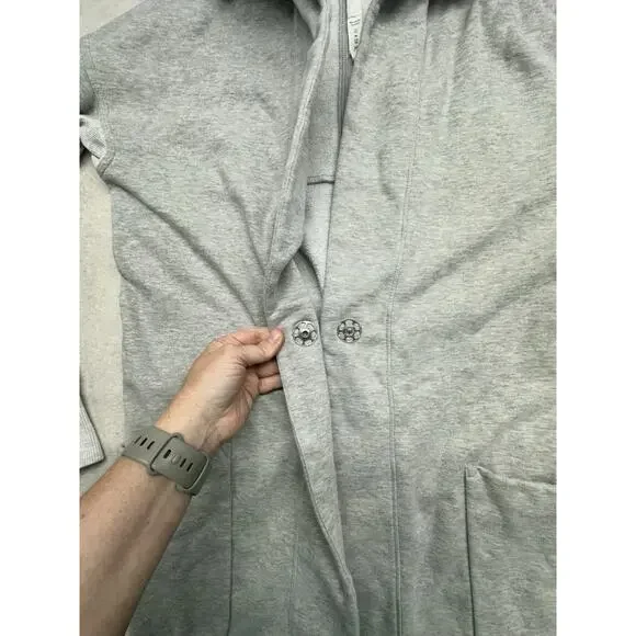 Lululemon Karmacollected Wrap Womens 6 Heather Gray Longline Hooded Sweatshirt - Picture 9 of 13